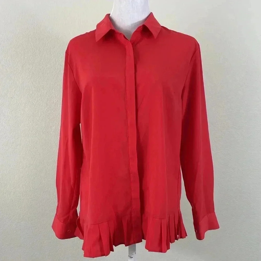French Connection pleated hem button‎ down shirt size xxs